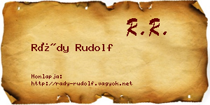 Rády Rudolf névjegykártya